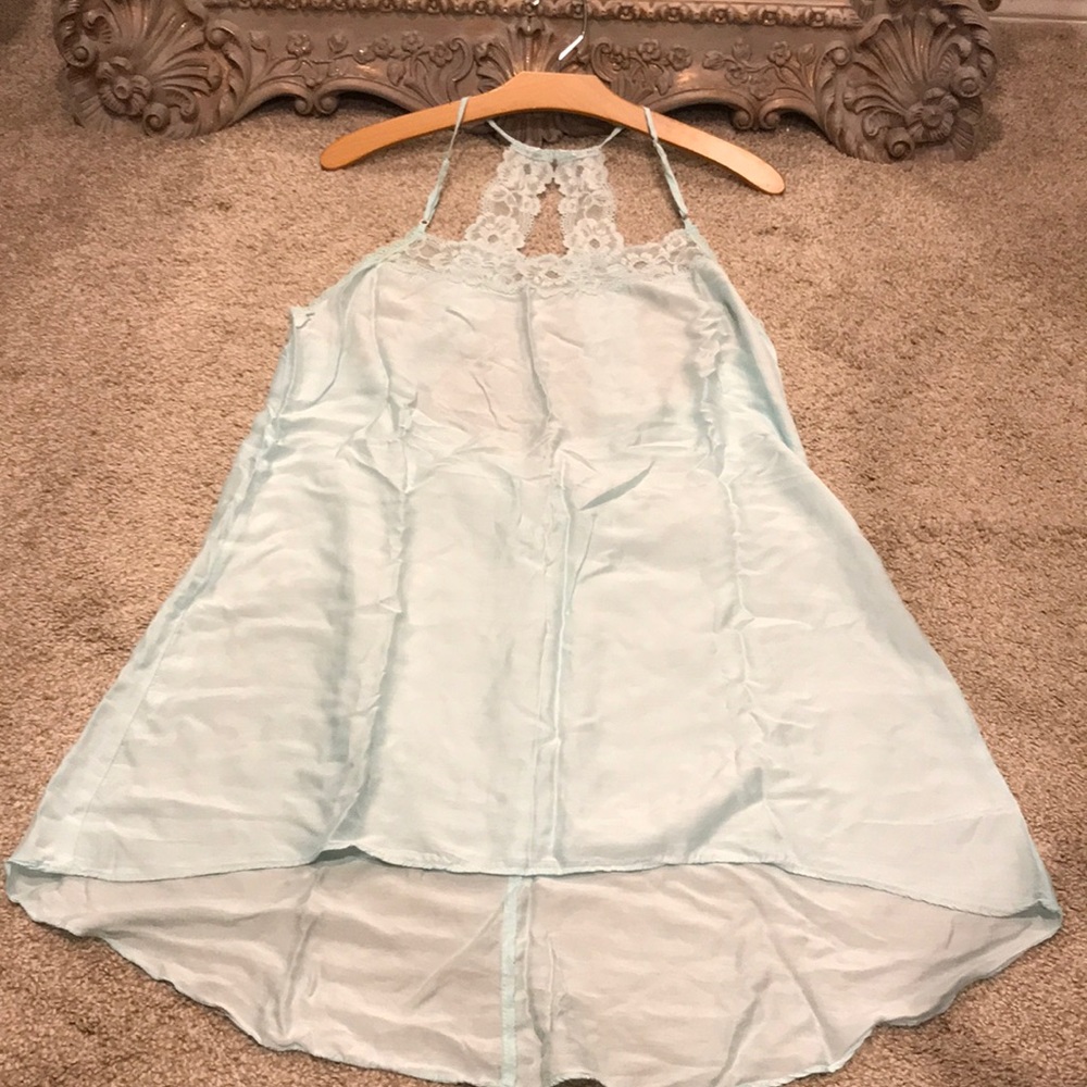 2/$25 VS aqua high neck silky high low nightgown